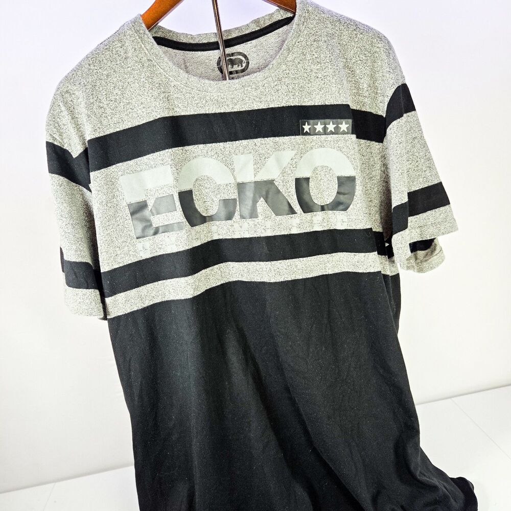 Ecko Unltd Y2K Block Stripe Graphic T-Shirt Black Gray Men’s 3XL